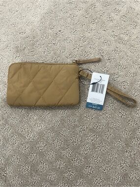 Quilted Wristlet Clutch in Tan